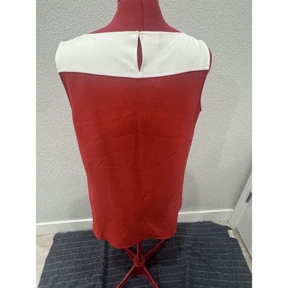 Akris Punto Color Block Tank Top Sleeveless Casual Summer Blouse Red White - Picture 3 of 8